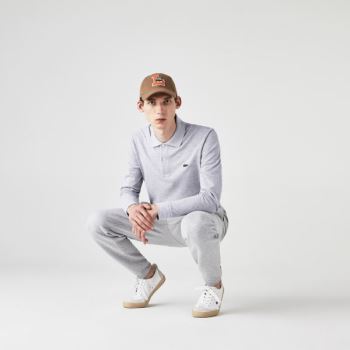 Lacoste classic fit long-sleeve Polo Shirt in marl petit piqué - Polo Pánské Šedé | CZ-WywgUx